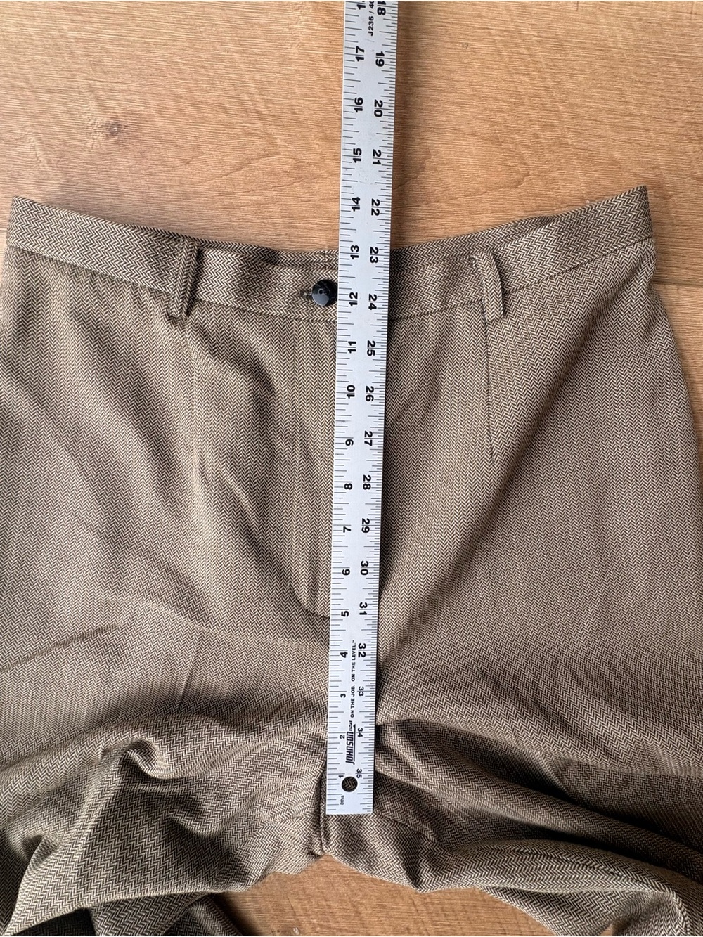Women's Vintage Carlisle 100% Wool Golden Tan/Brown Herringbone Pants. Size 10 - Picture 13 of 14